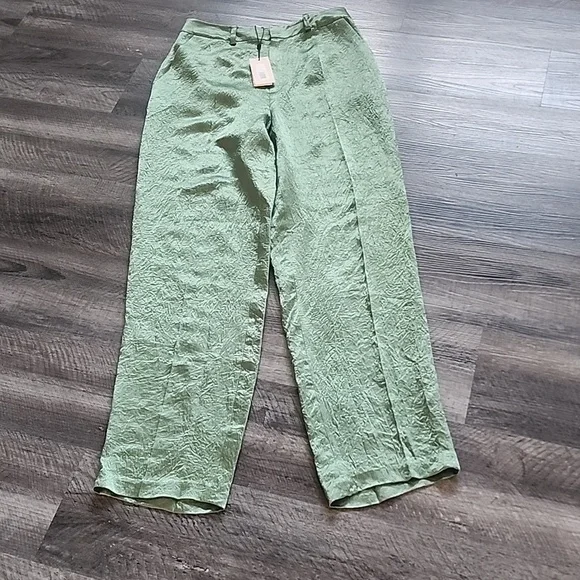 CINQ A SEPT KASID CRINKLED SATIN STRAIGHT LEG PANTS SIZE 8,10 - Picture 4 of 7